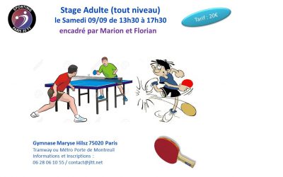 Stage réservé aux adultes le samedi 9/09